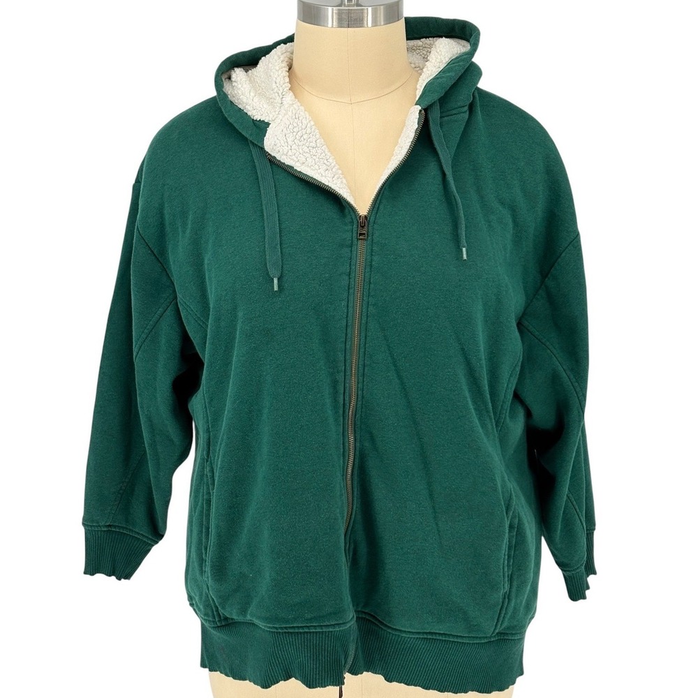 Old Navy Sherpa Lined Hoodie Victorian Jade Green Full Zip XL